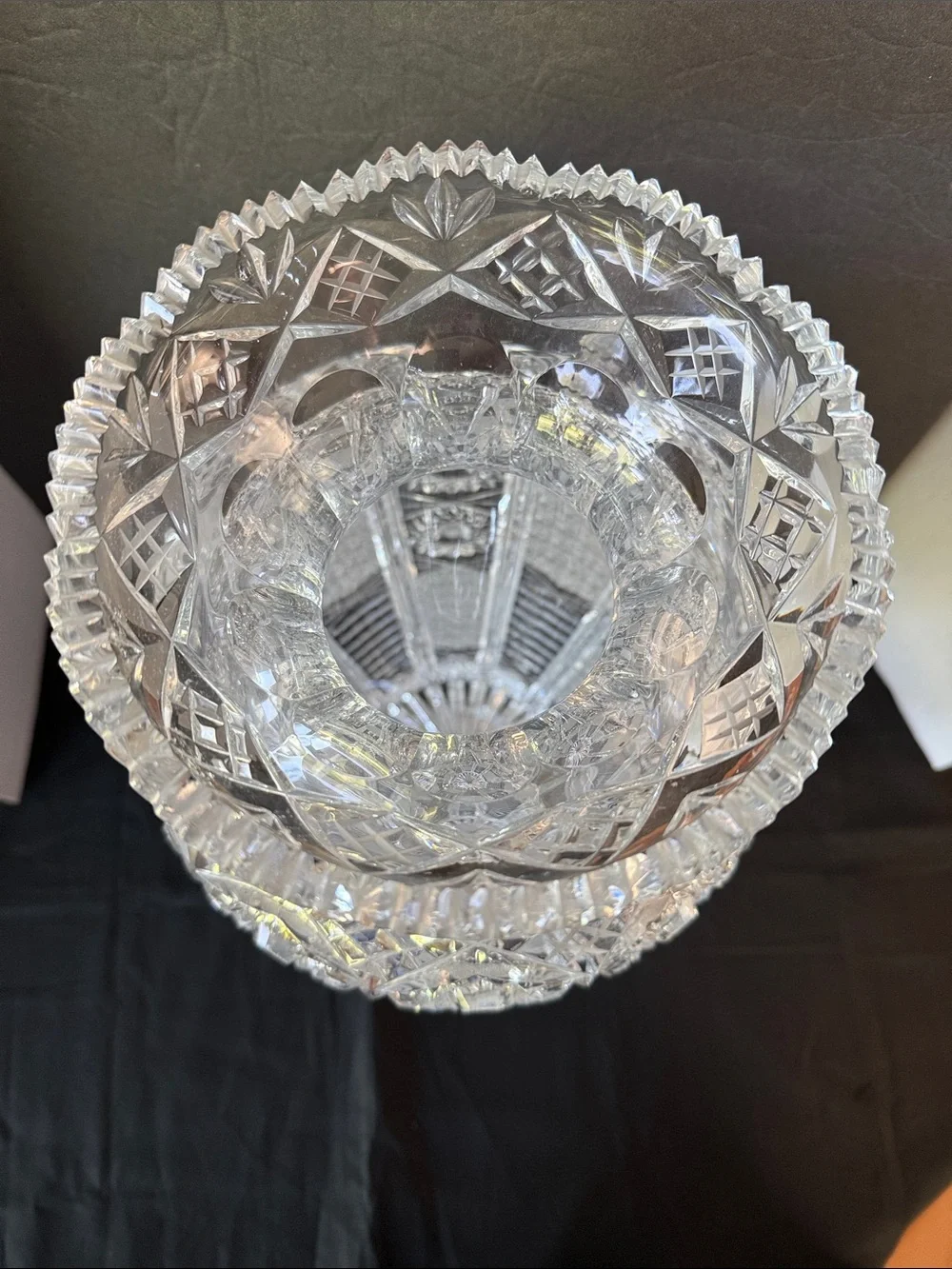 17” MASSIVE Tall Bohemian Cut Crystal Bough Vase!!!!!